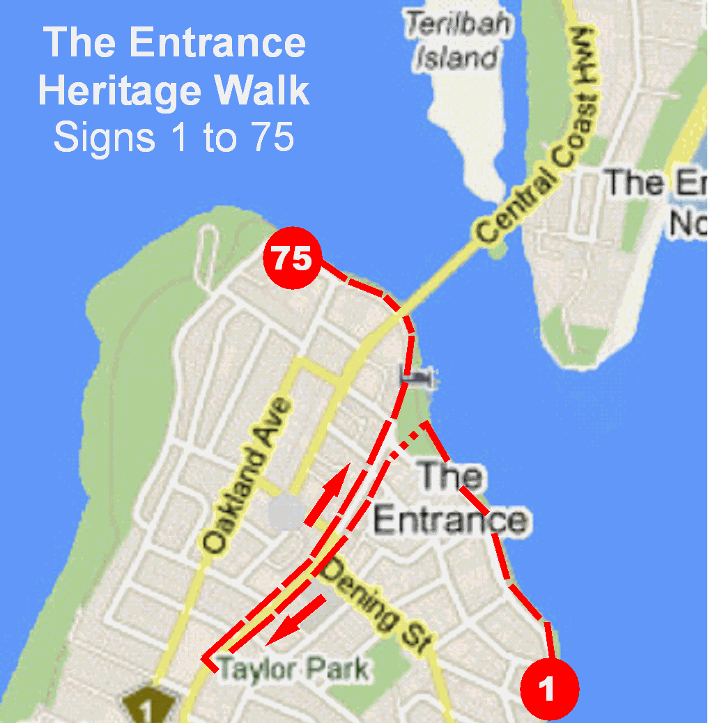 Really good annotated map showing where the heritage walk is and the 75 sign locations